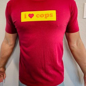 Vintage Enjoi Skateboards i Love Cops T Shirt Size Medium 2008-2010 Red